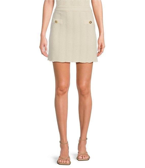CeCe Knit Scalloped Mini Pencil Skirt Product Image