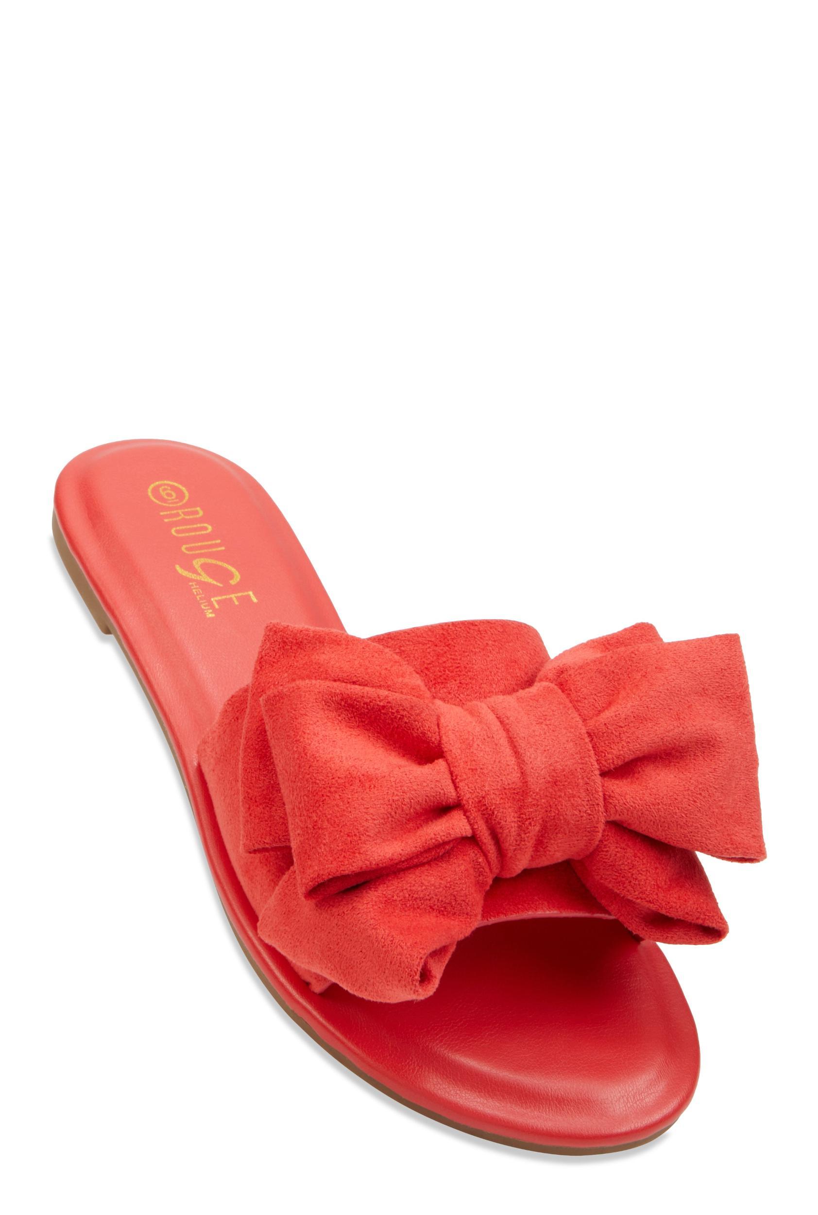 Womens Solid Bow Band Slide Sandals Product Image