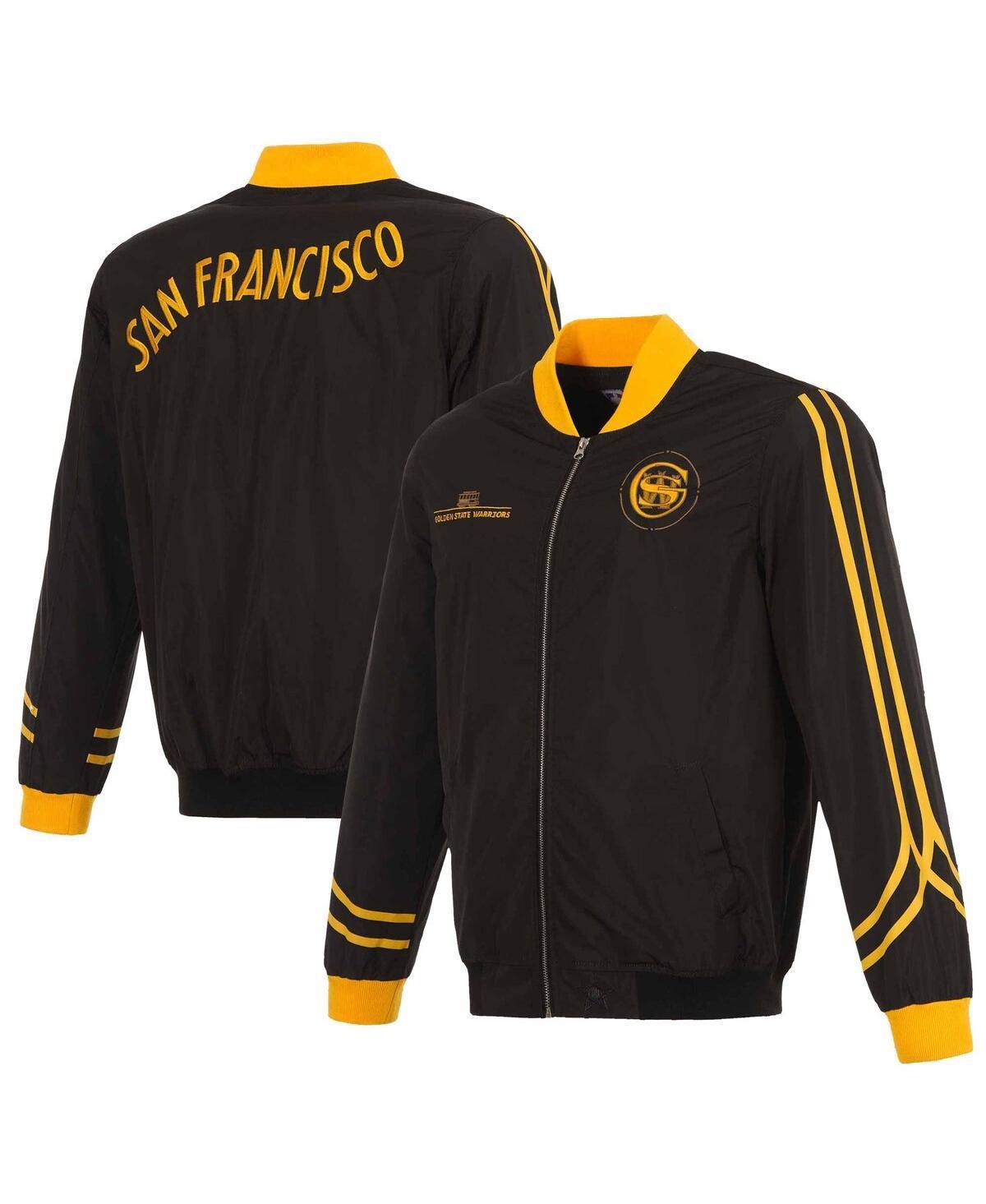 Men's JH Design Black Golden State Warriors 2023/24 City Edition Nylon Full-Zip Bomber Jacket, Size: XL Product Image
