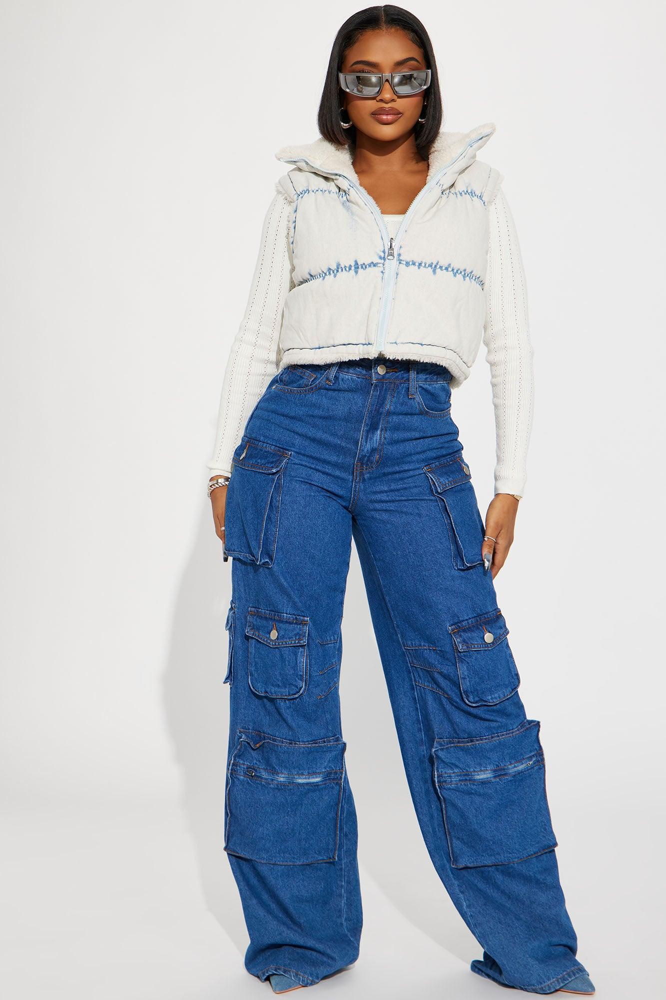 Brooklyn Baddie Sherpa Lined Denim Vest - Light Wash Product Image