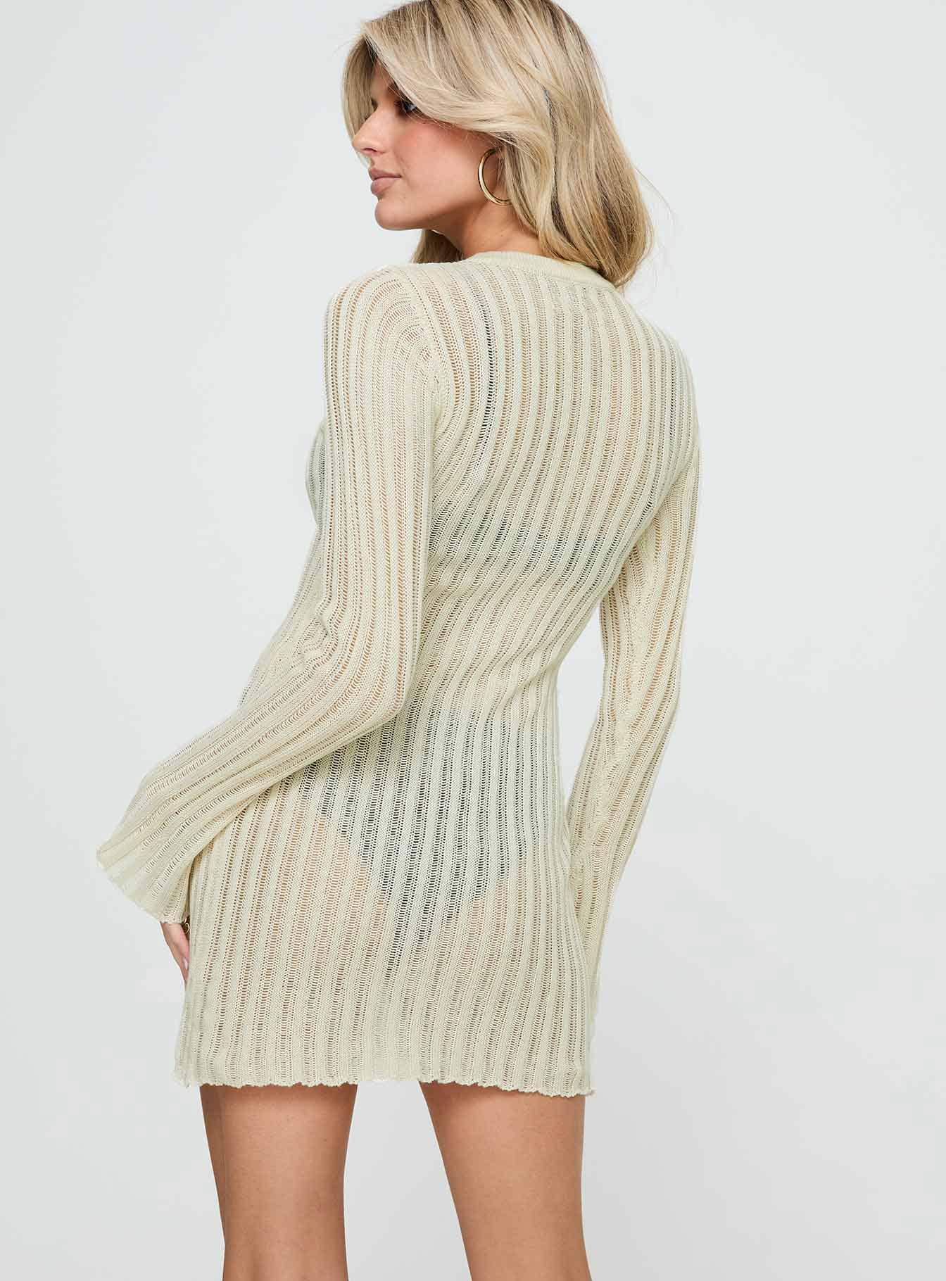 Primmie Long Sleeve Mini Dress Cream Product Image
