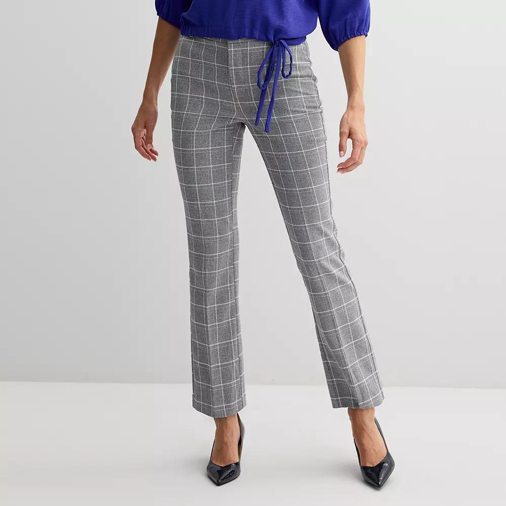 Women's Nine West Barely Bootcut Pant, Size: 12 Short, Grey Plaid Product Image