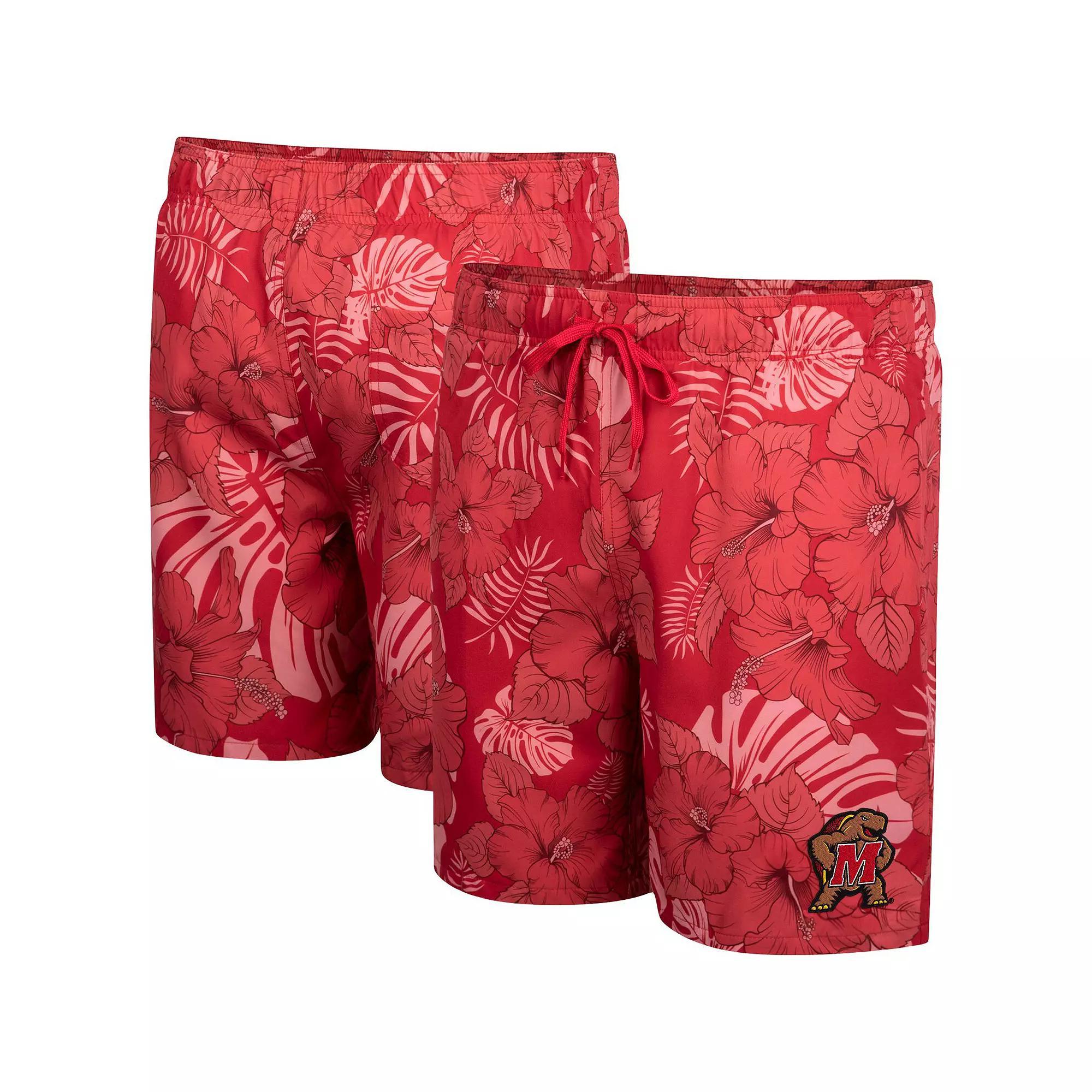 Men's Colosseum Red Maryland Terrapins The Dude Swim Shorts, Size: Small Product Image