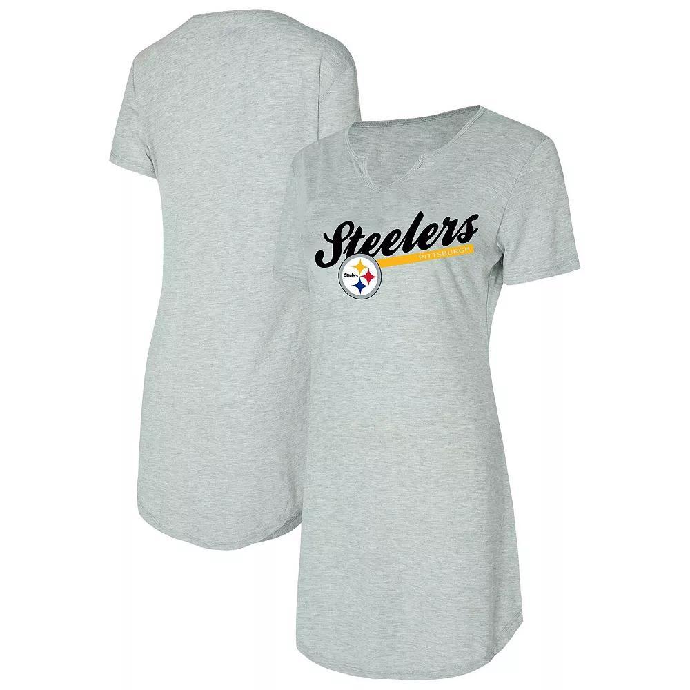 Women's Concepts Sport Gray Pittsburgh Steelers Petition Knit Nightshirt, Size: Medium, Grey Product Image