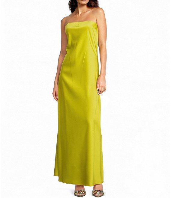 Gianni Bini Francesca Satin Strapless Slip Maxi Dress Product Image