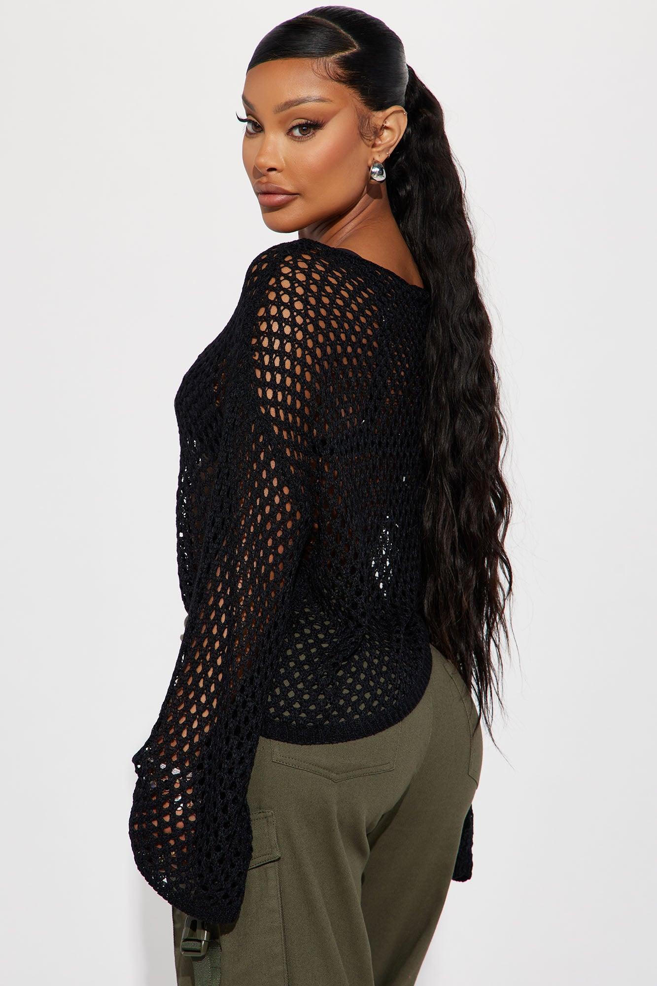 Sun Spirit Crochet Sweater - Black Product Image