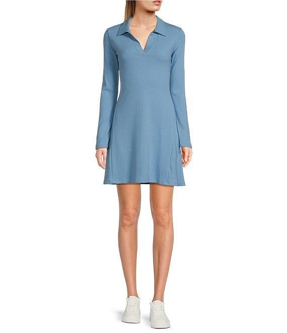 Copper Key Collared Ribbed Knit Dress Product Image
