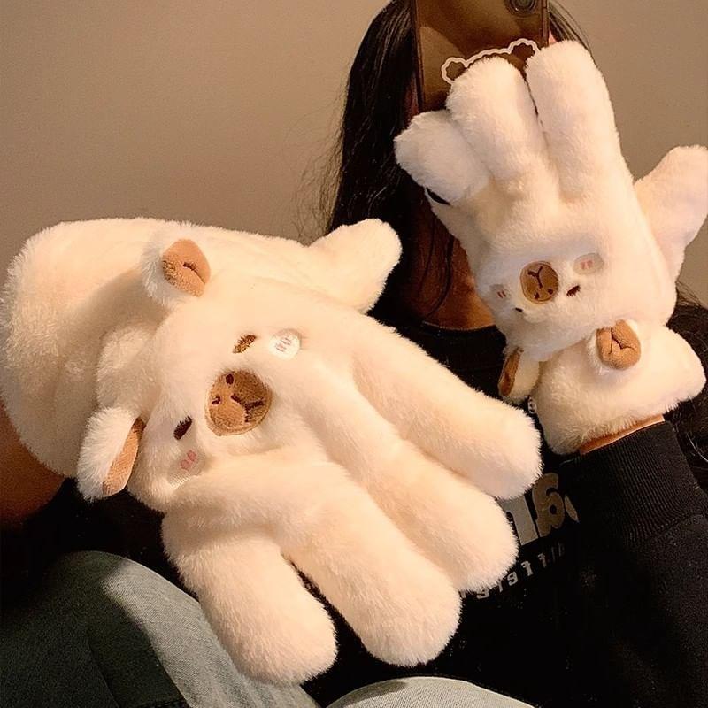 Capybara Chenille Gloves / Mittens / Scarf Product Image