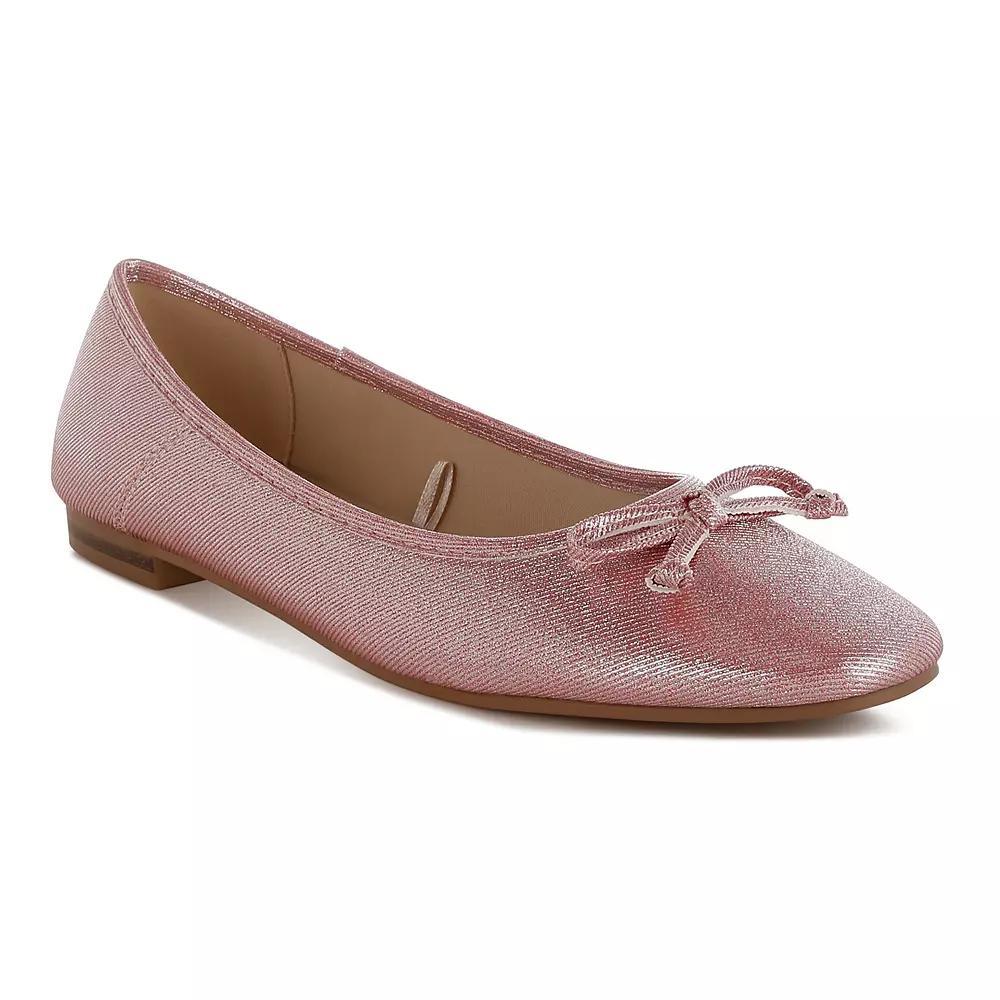 Rag & Co Agshin Women's Bow Detail Glitter Ballet Flats, Size: 10, Red Product Image