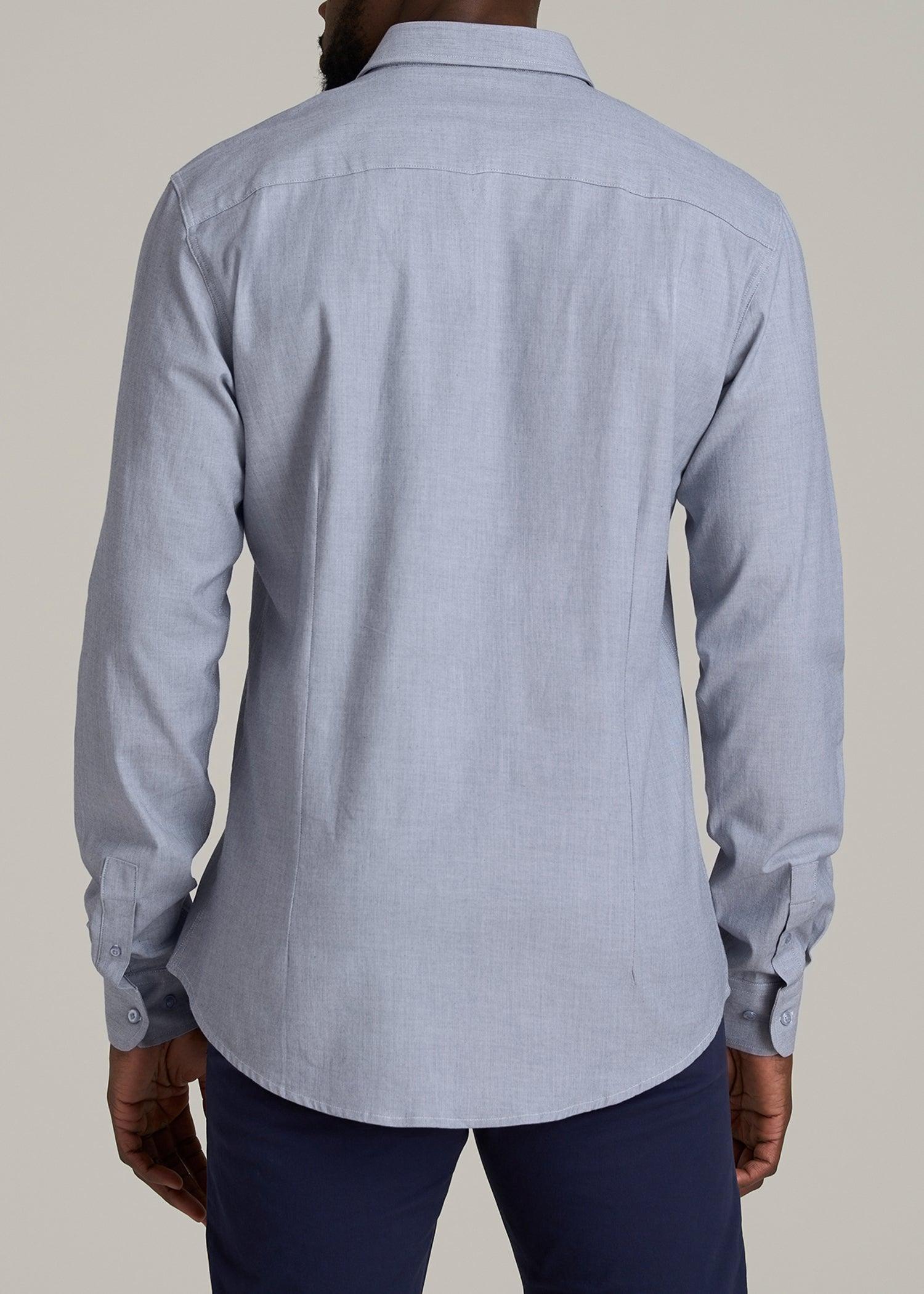 Oskar Button-Up Dress Shirt for Tall Men in Navy Micro Texture Product Image