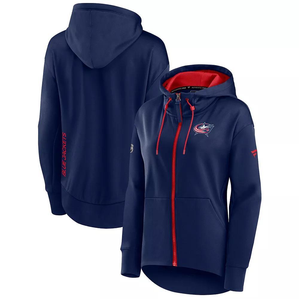 Women's Fanatics Branded Navy Washington Capitals Authentic Pro Rink Full-Zip Hoodie, Size: Large, Blue Product Image