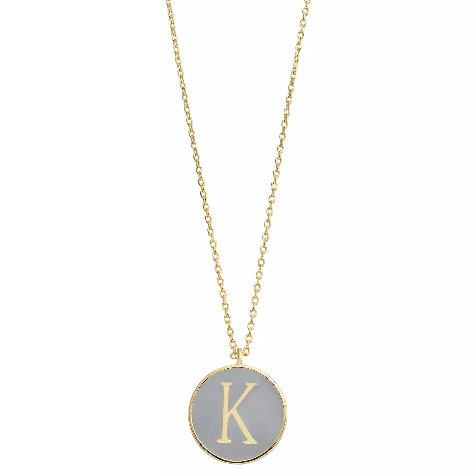 City Luxe Gold Tone Enamel Initial Disc Pendant Necklace, Women's, Size: 18", Gold Tone K Product Image