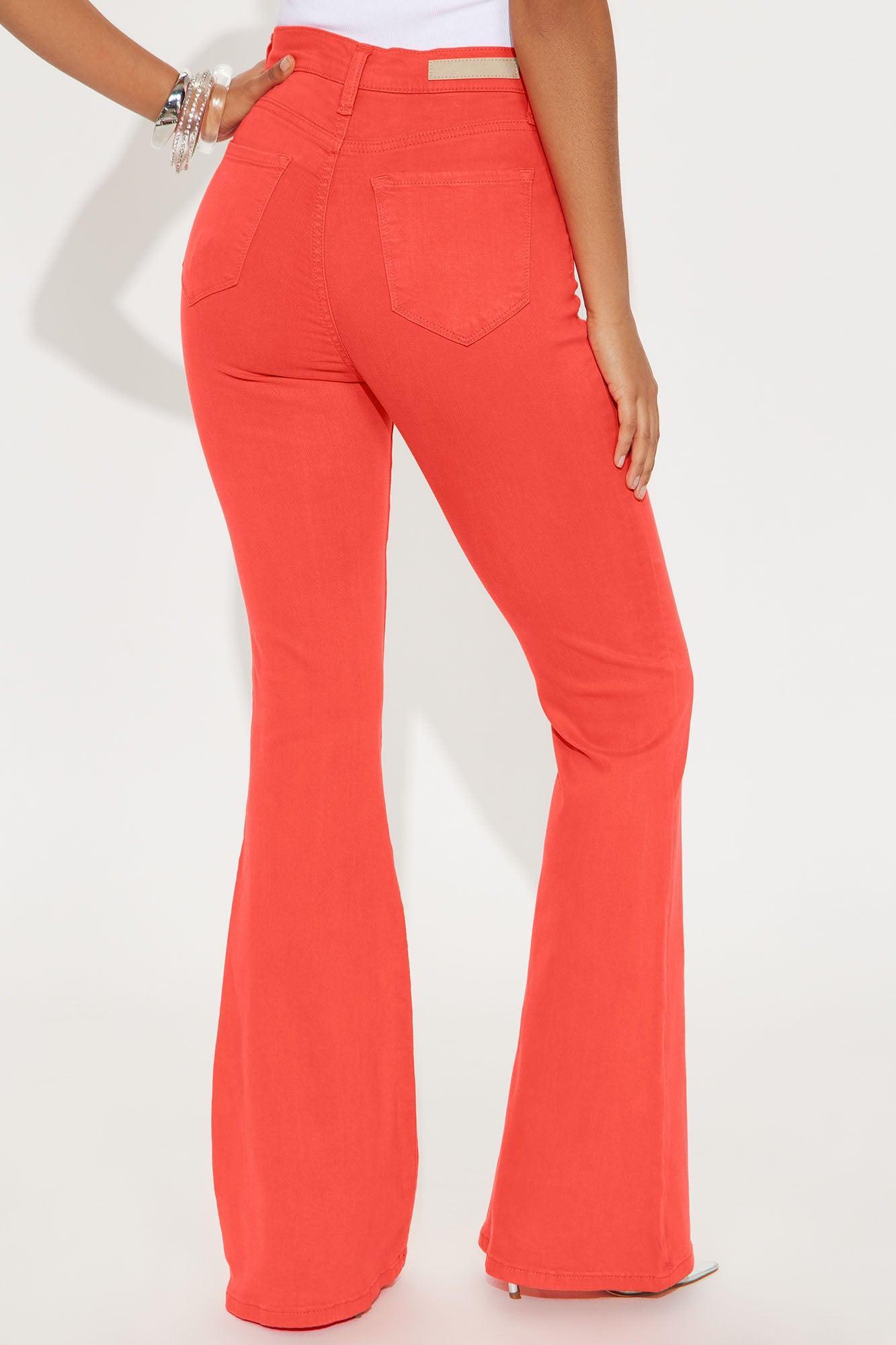 Sunset Hour High Rise Flare Jeans - Orange Product Image