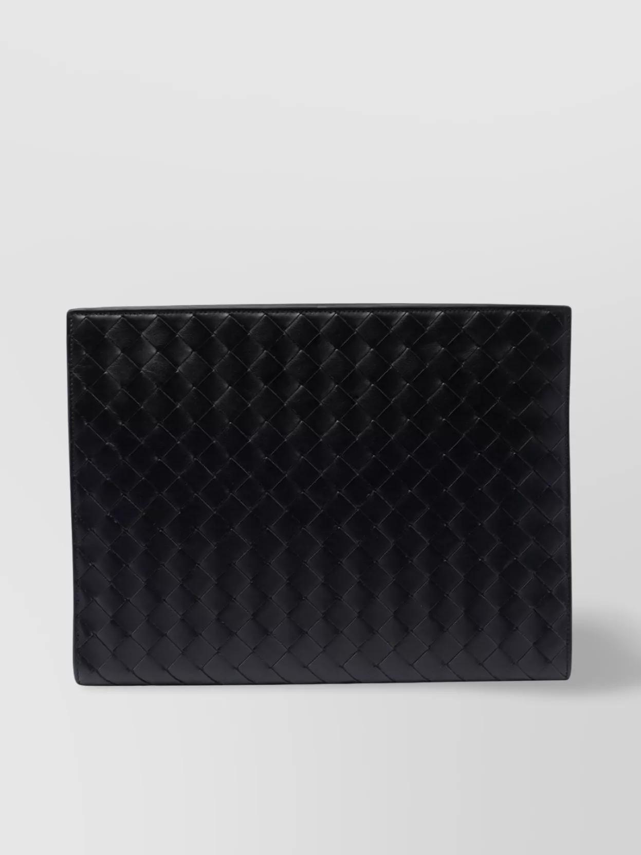 BOTTEGA VENETA Black Leather Small Intrecciato Document Case Product Image