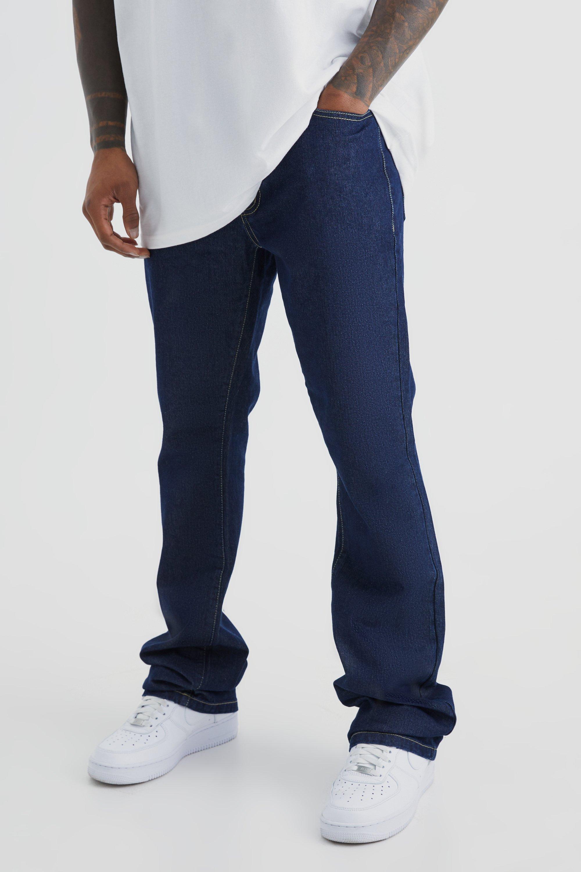 Mens Slim Flare Rigid Washed Jeans - Blue Product Image