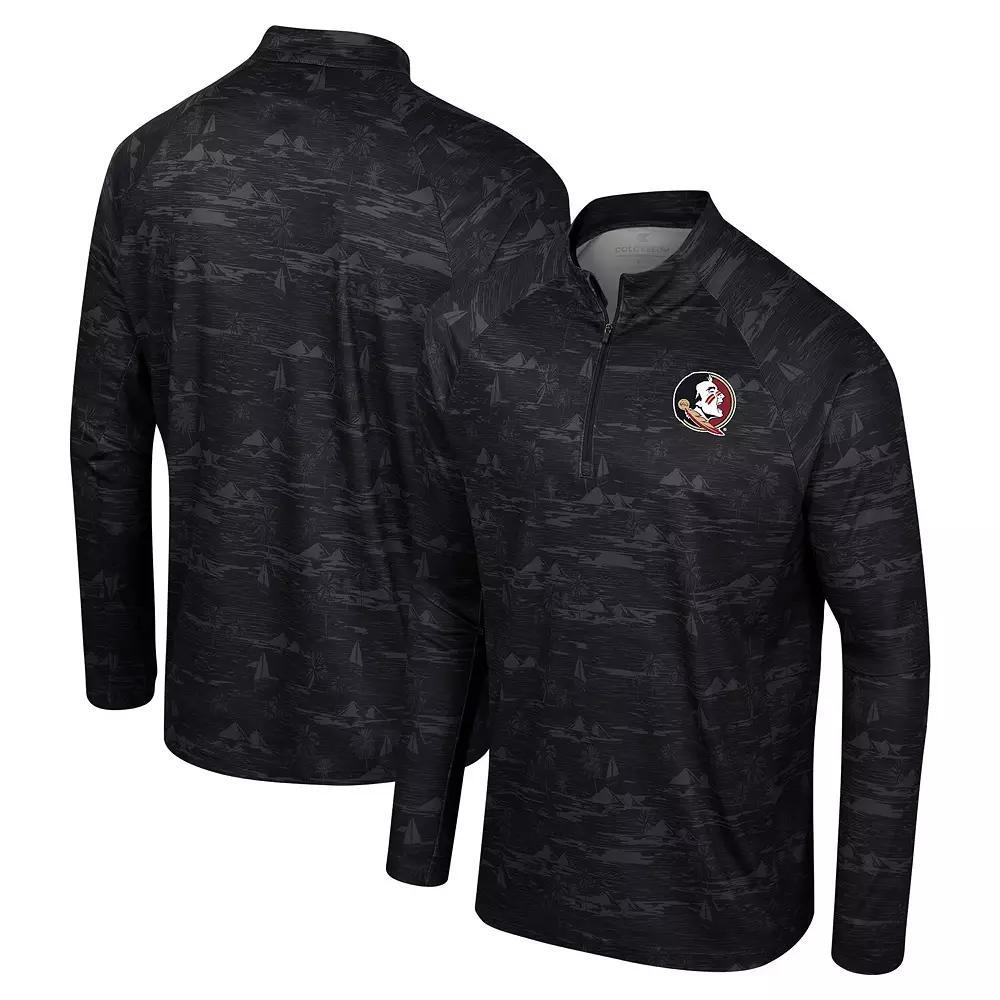 Men's Colosseum Black Florida State Seminoles Carson Raglan Quarter-Zip Jacket, Size: Large Product Image