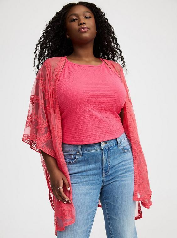 Mesh Embroidered Ruana Product Image
