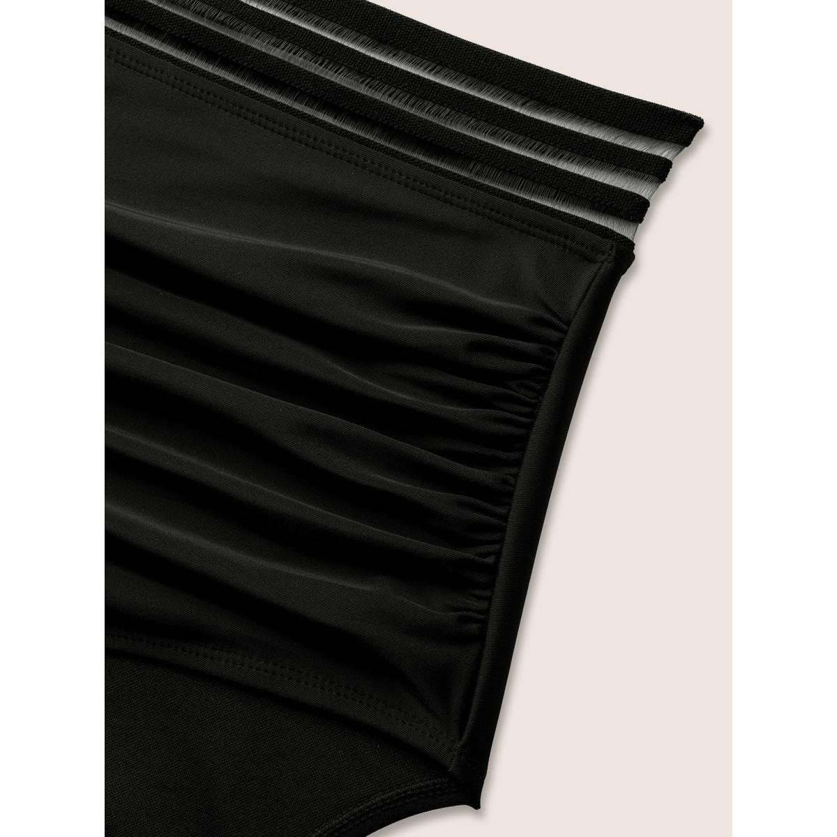 Plus Size Woven Ribbon Gathered High stretch Swim Bottom Women's Swimwear Indigo Beach Woven ribbon&lace trim High stretch Skinny High Rise Curve Swim Bottoms BloomChic 30/6X Product Image