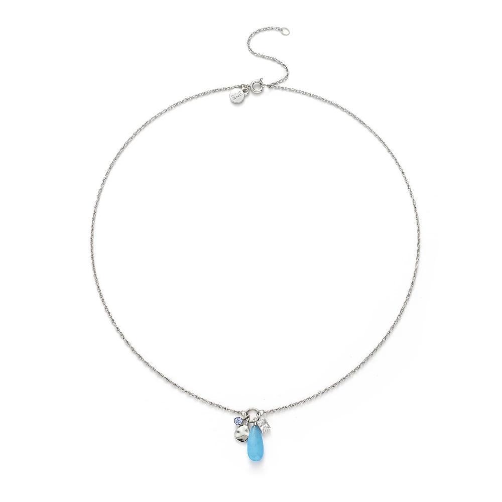 Power of Color Silver Plated Angelite & Blue Cubic Zirconia Necklace, Womens Product Image