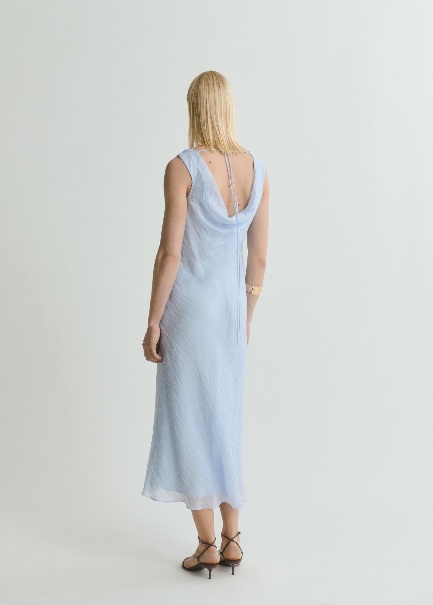 Midi-dress with draped neckline - Women | MANGO USA Product Image