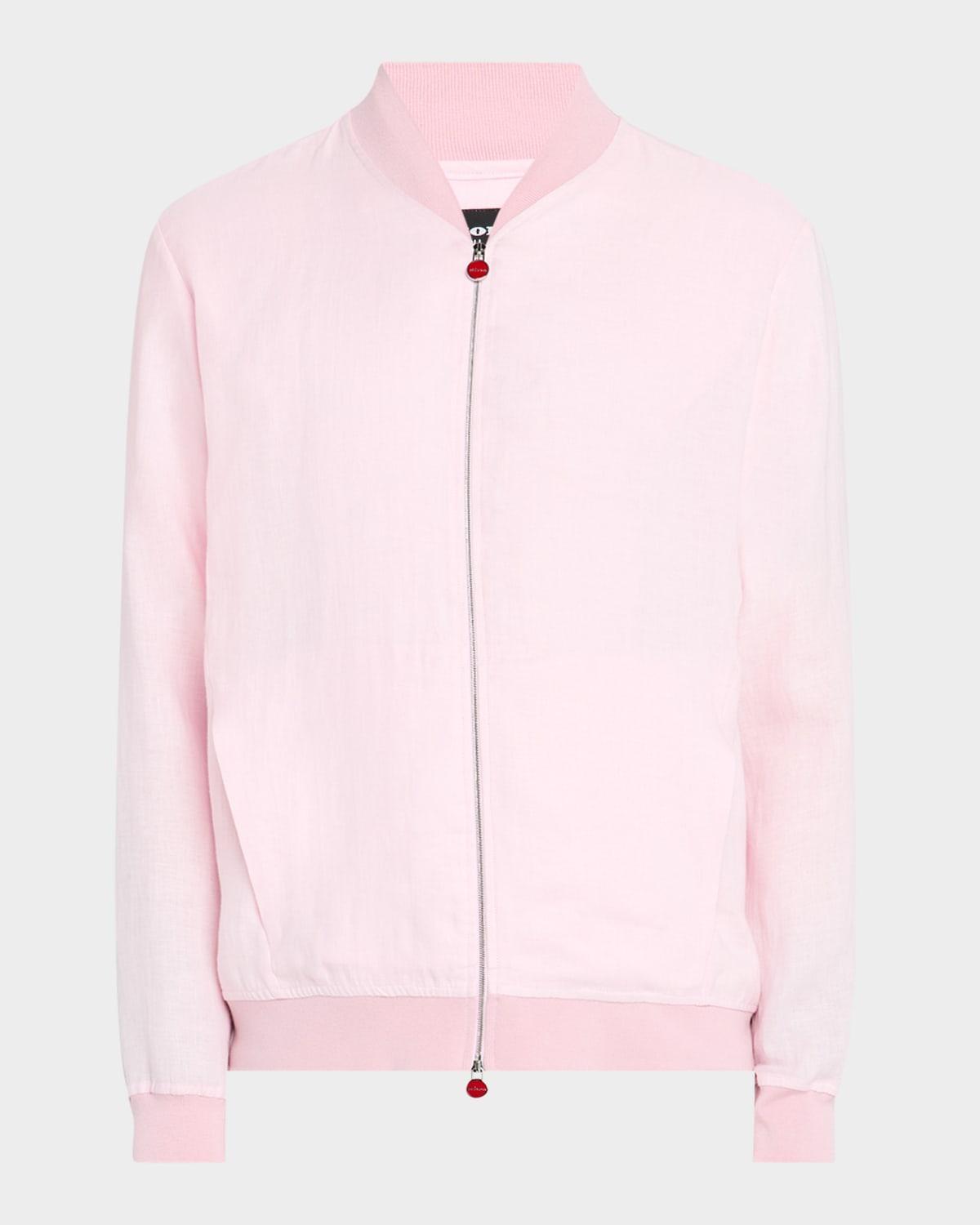 Mens Solid Linen Blouson Jacket Product Image