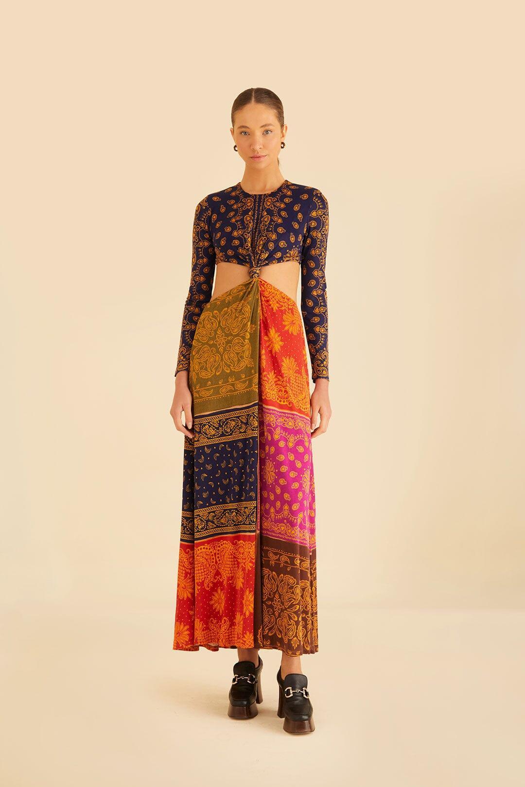 Multicolor Bandana Dream Cut Out Maxi Dress Product Image