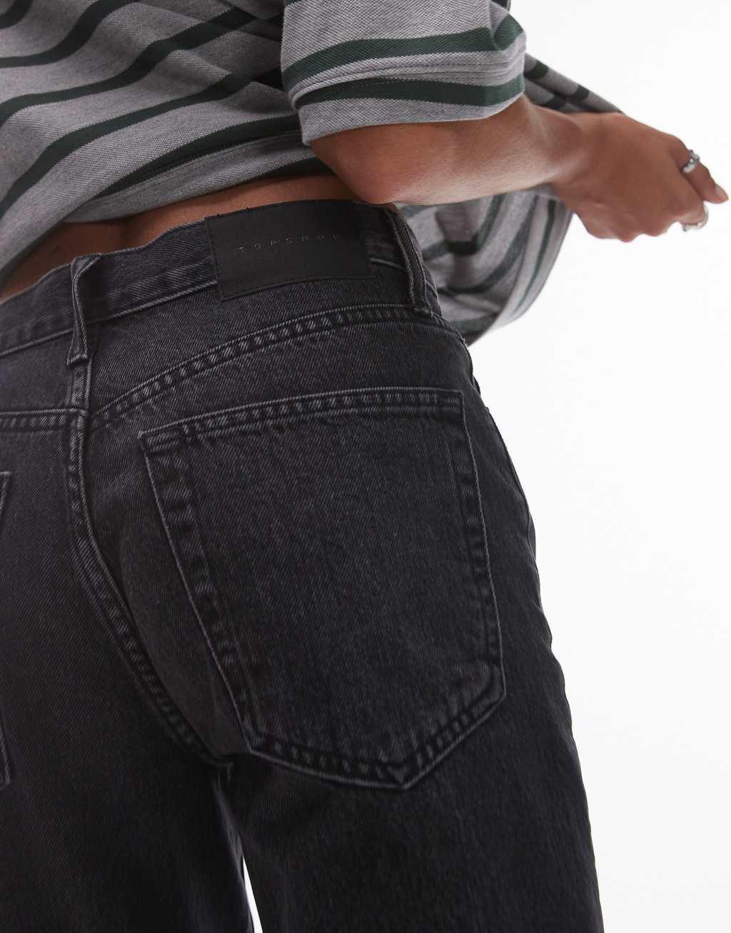 Topshop Runway cropped mid rise straight jeans in washed black Product Image