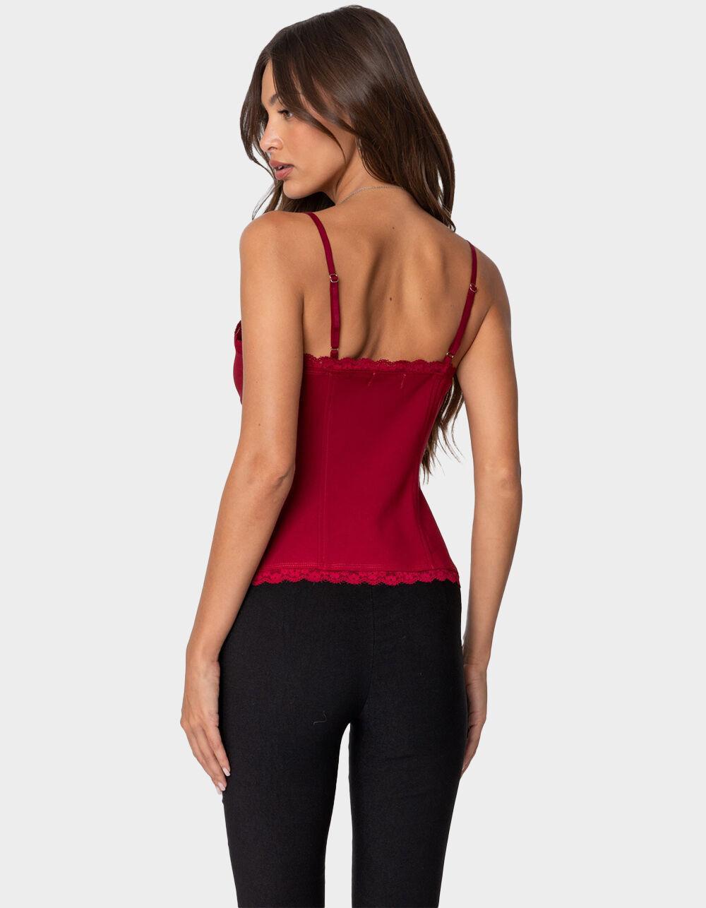 EDIKTED Crimson Lacey Split Front Top Product Image