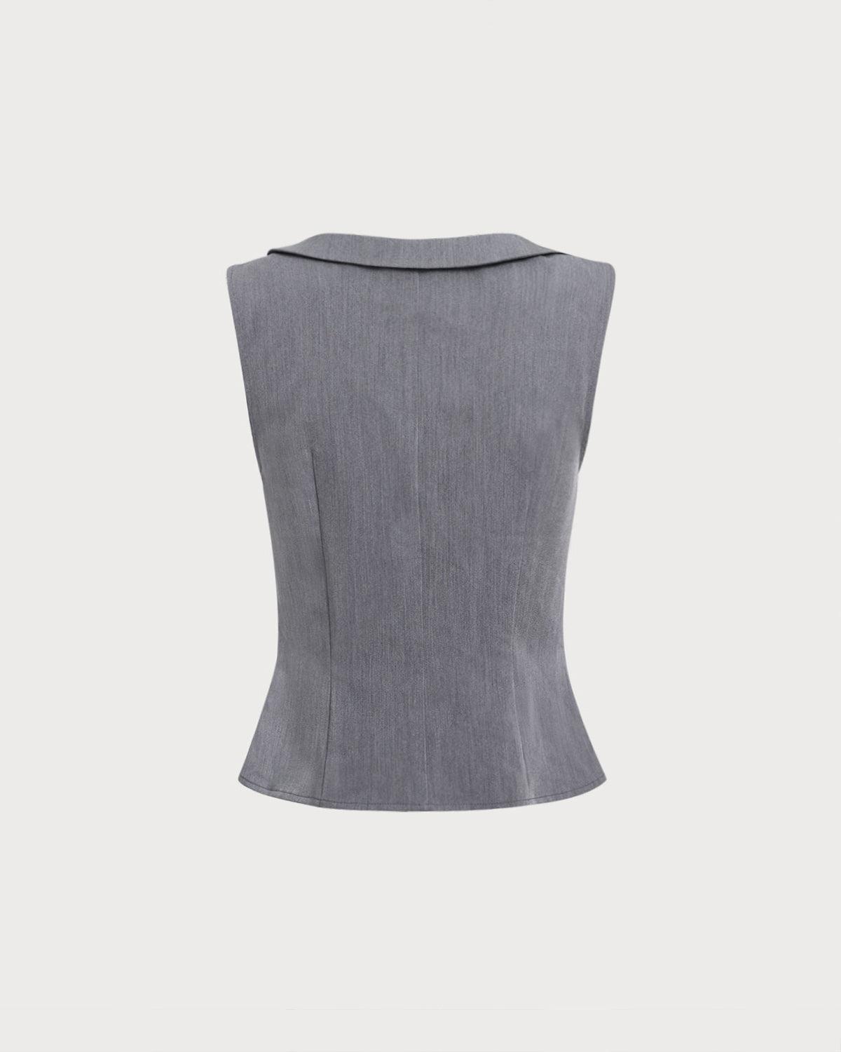 Grey Collared Button Tank Top Product Image