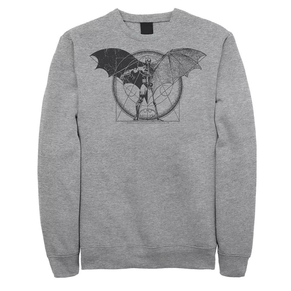 Men's DC Comics Batman Half Skeleton Sketched Poster Sweatshirt, Size: XXL, Athletic Grey Product Image