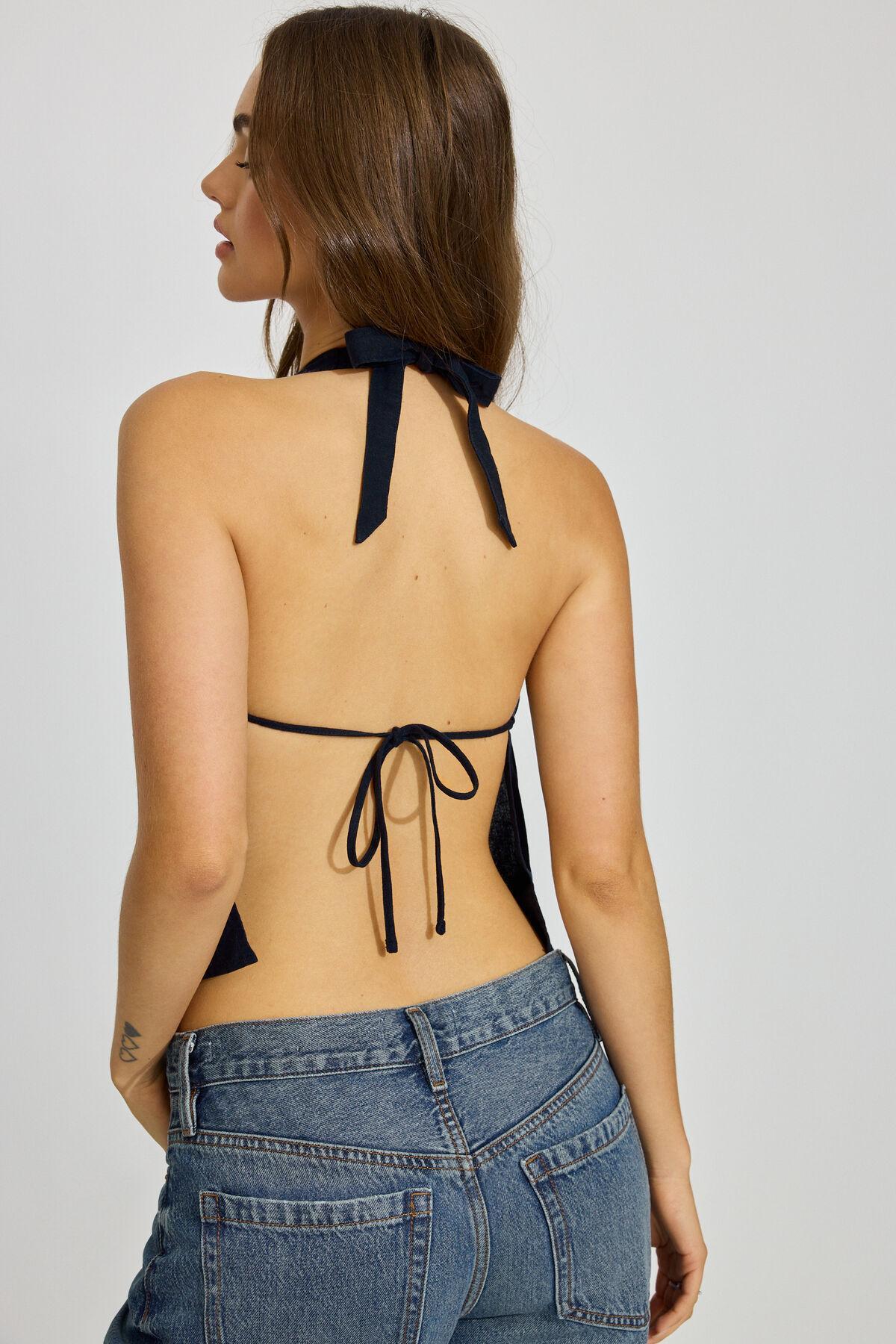 Linen Tie Back Halter Top Product Image