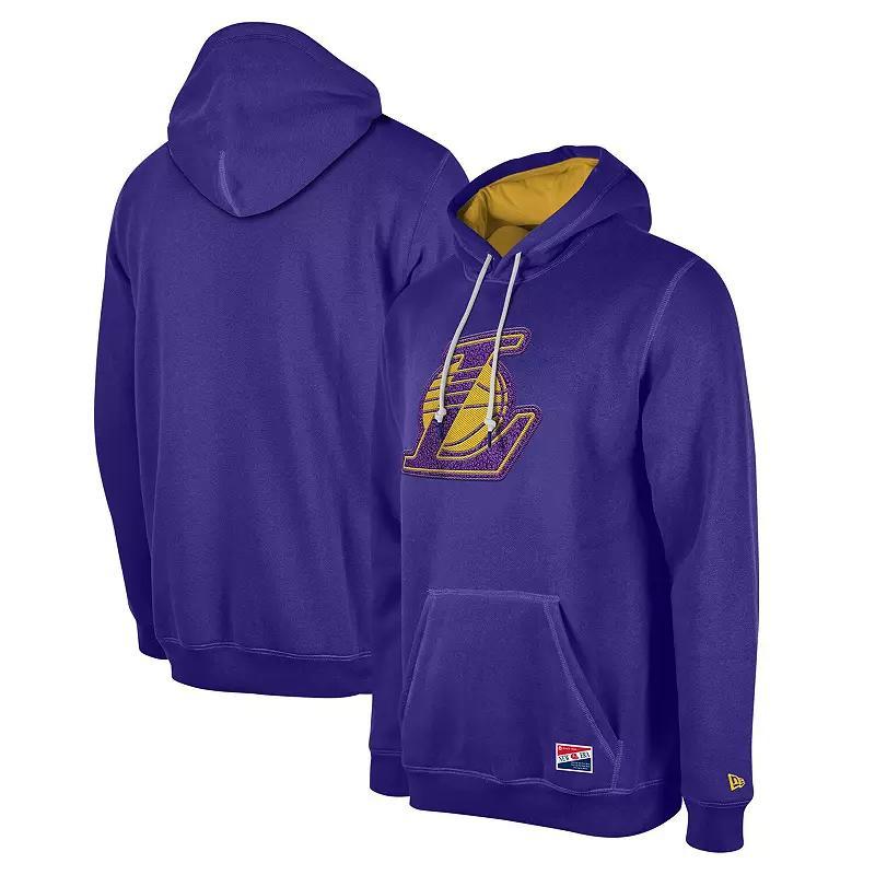 Men's New Era  Purple Los Angeles Lakers Corduroy��Applique Pullover Hoodie, Size: Medium Product Image