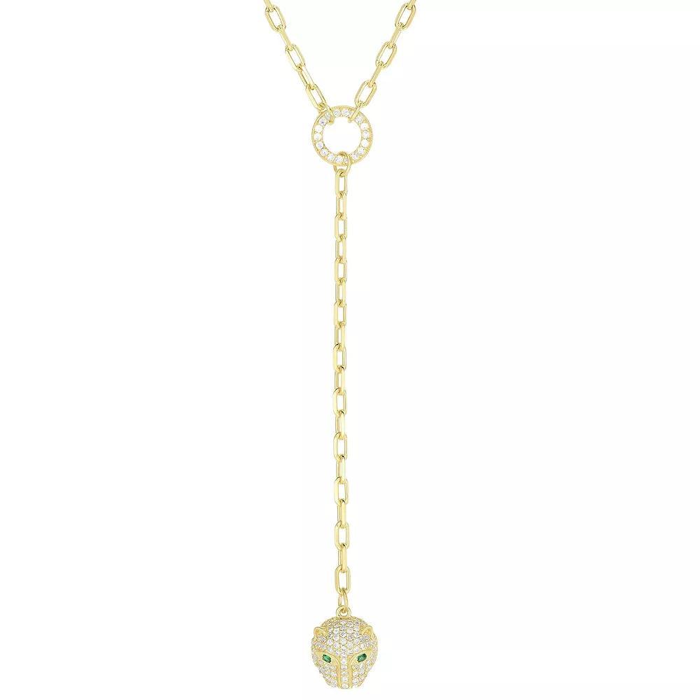 Sunkissed Sterling 14k Gold over Silver CZ Panther Lariat Necklace, Women's, Size: 18", Gold Tone Product Image