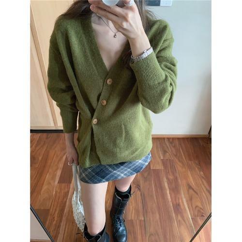 V-Neck Dotted Cardigan Product Image