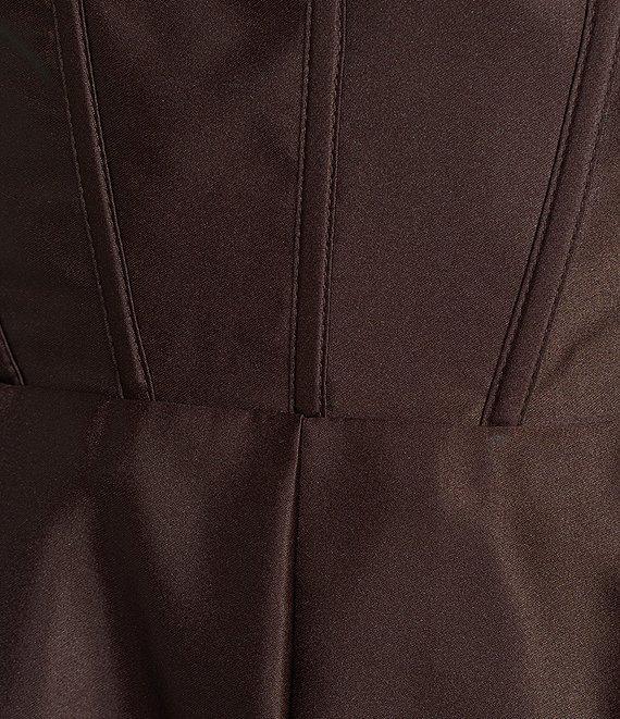 Blondie Nites Notch V-Neck Corset Pleated Tie Back Party Dress Product Image