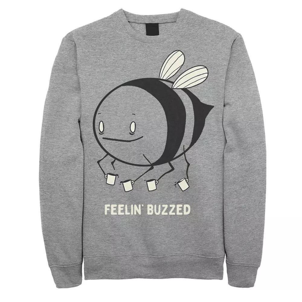 Men's Feelin' Buzzed Coffee Bee Fleece Pullover, Size: Large, Athletic Grey Product Image