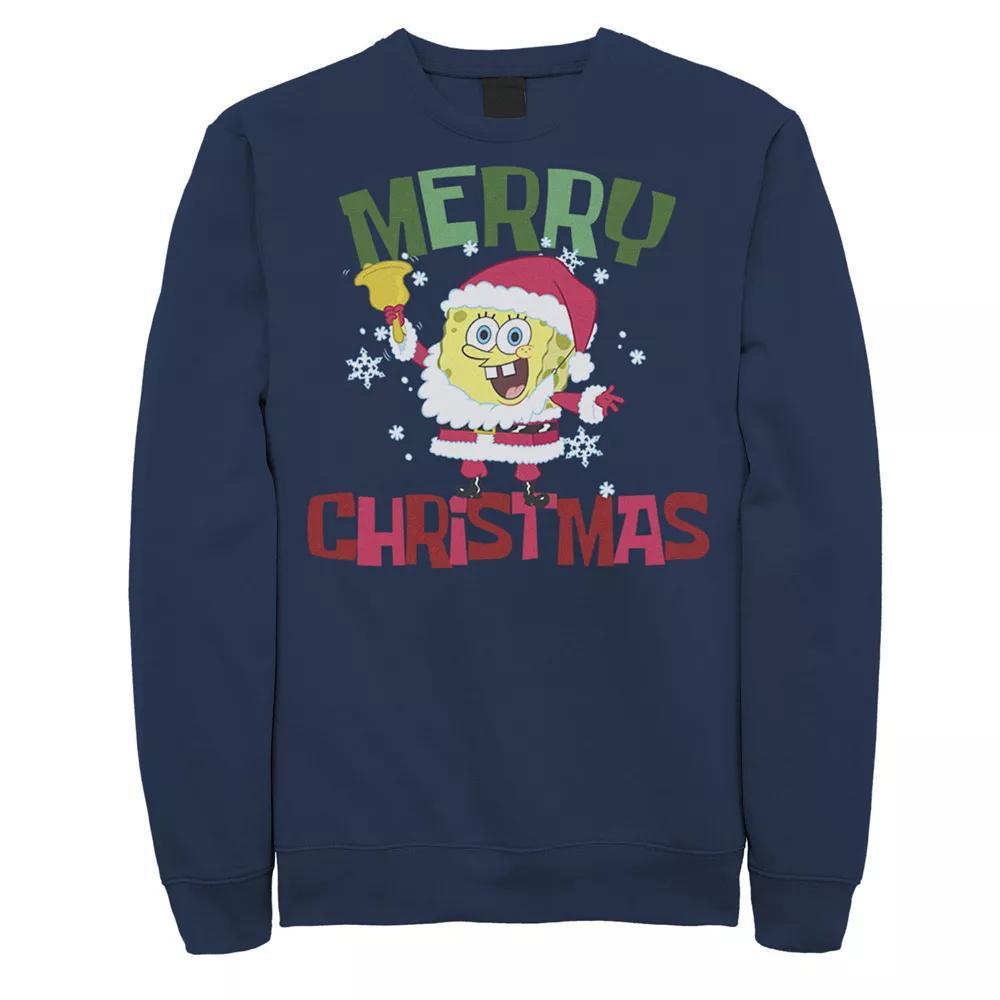 Men's Nickelodeon Spongebob Squarepants Santa Outfit Merry Christmas Graphic Fleece Pullover, Size: Large, Blue Product Image
