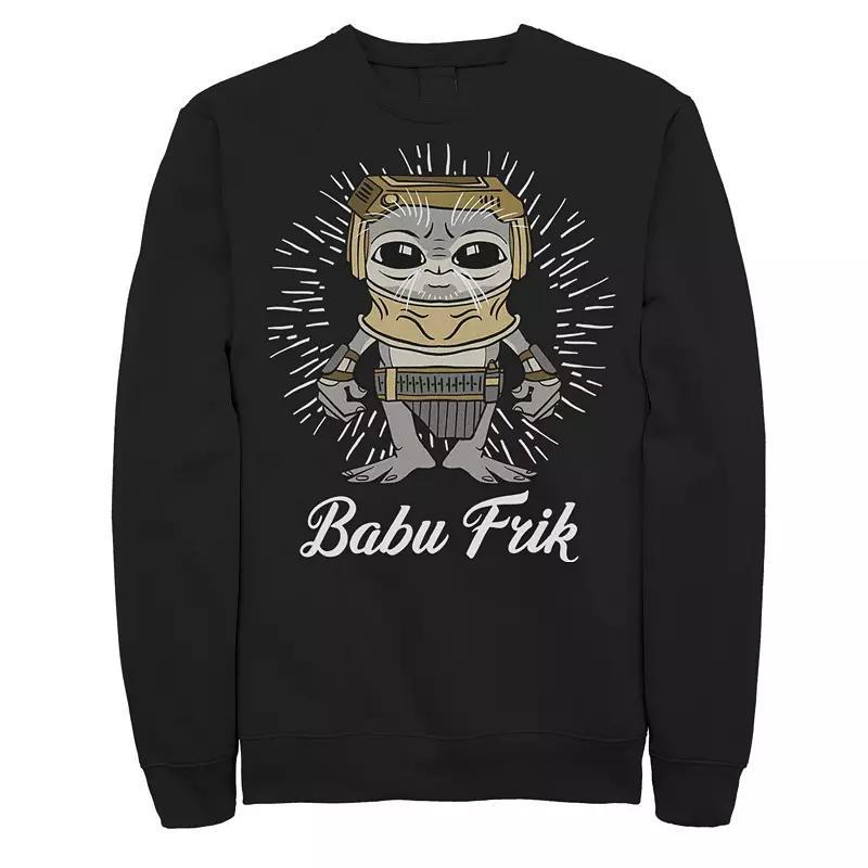 Men's Star Wars: The Rise Of Skywalker Babu Frik Simple Cartoon Sweatshirt, Size: Small, Black Product Image