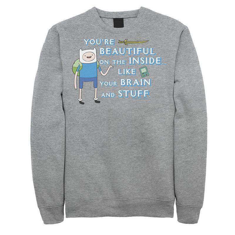 Men's Adventure Time Finn You're Beautiful On The Inside Portrait Fleece, Size: 3XL, Athletic Grey Product Image