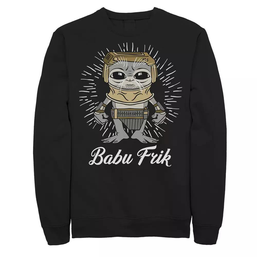 Men's Star Wars: The Rise Of Skywalker Babu Frik Simple Cartoon Sweatshirt, Size: Small, Black Product Image