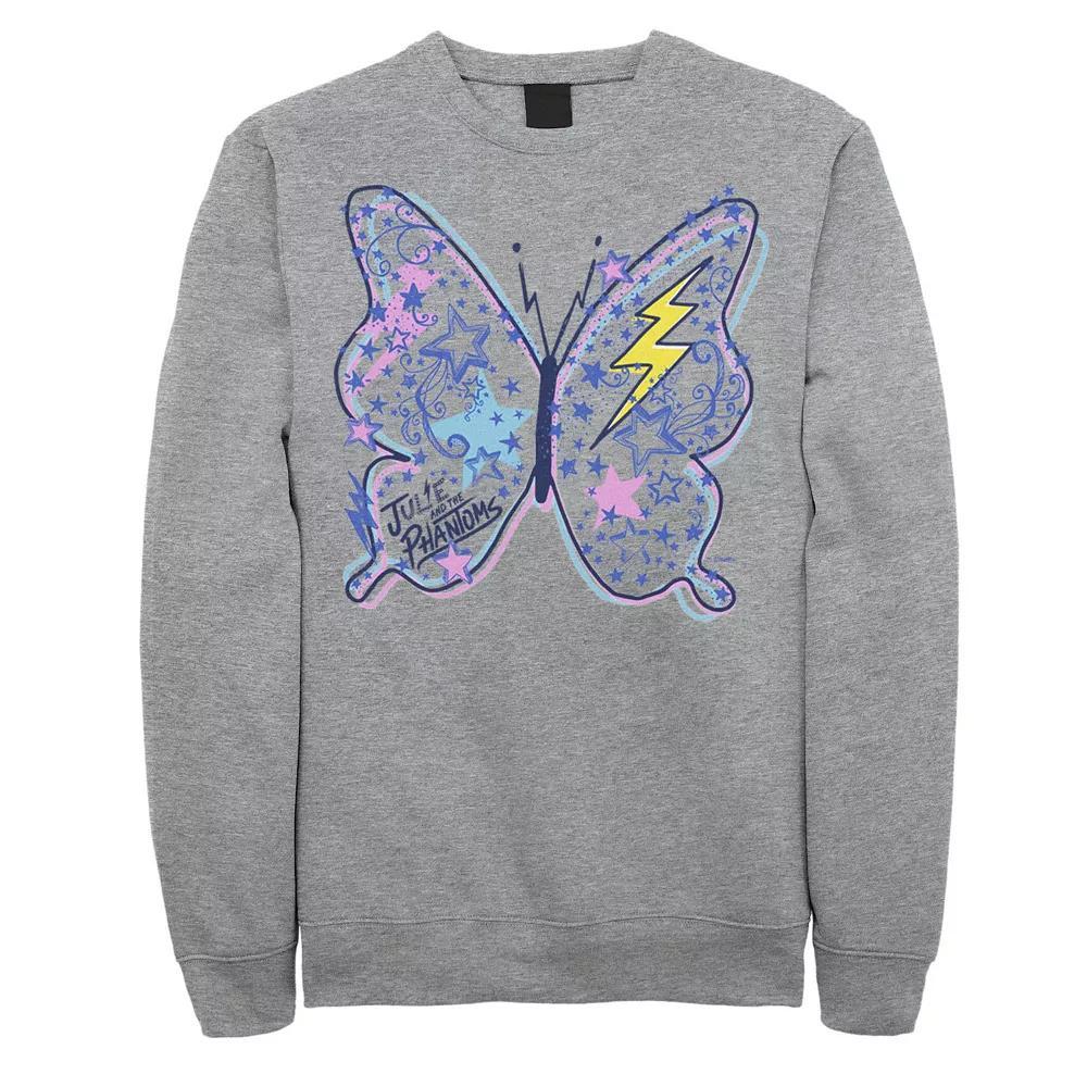 Men's Julie And The Phantoms Butterfly Sketches Sweatshirt, Size: Small, Athletic Grey Product Image