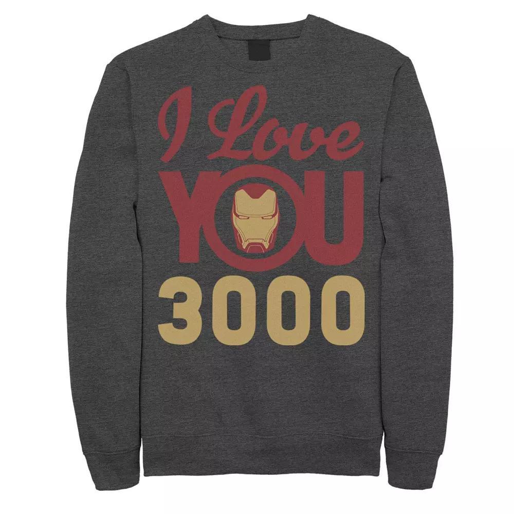 Men's Marvel Avengers: Endgame Iron Man I Love You 3000 Helmet Logo Sweatshirt, Size: Small, Grey Heather Product Image