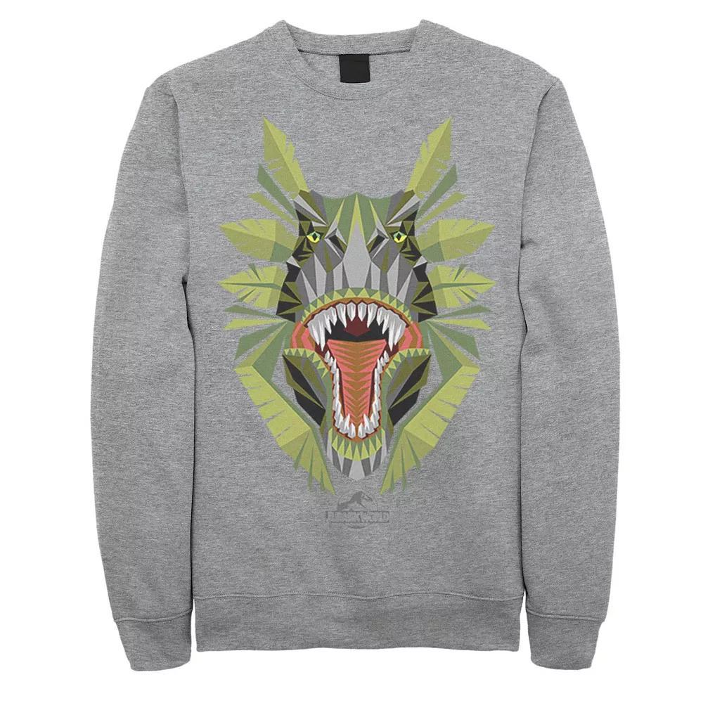 Men's Jurassic World Tikisaur Leaf Face Roar Fleece Pullover, Size: 3XL, Athletic Grey Product Image
