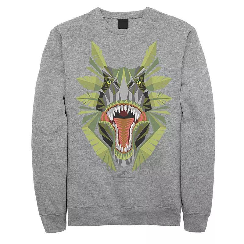 Men's Jurassic World Tikisaur Leaf Face Roar Fleece Pullover, Size: 3XL, Athletic Grey Product Image