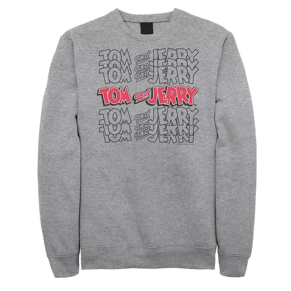 Big & Tall Tom and Jerry Logo Stack Graphic Fleece, Men's, Size: 4XL, Athletic Grey Product Image