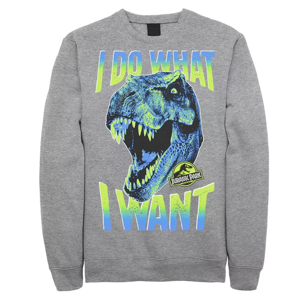 Men's Jurassic Park T-Rex I Do What I Want Pullover Sweatshirt, Size: Large, Grey Heather Product Image