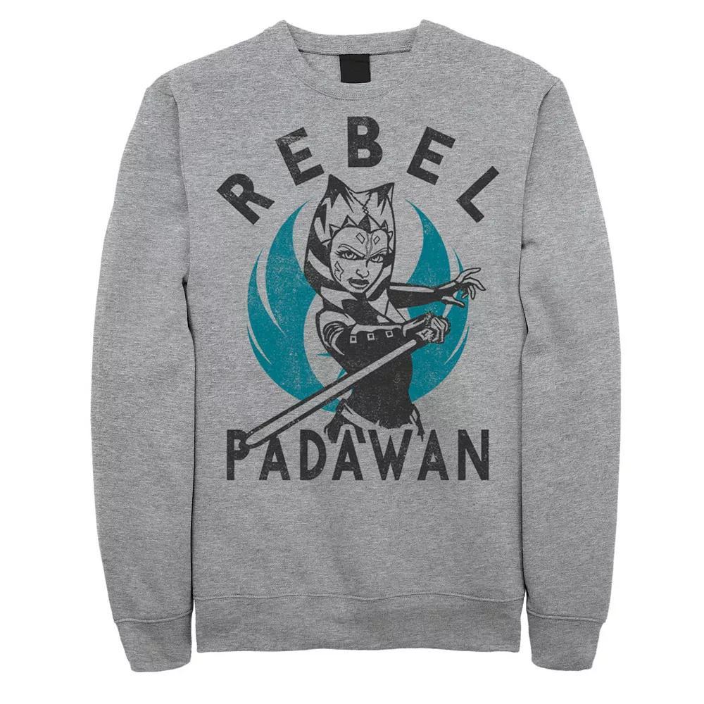 Men's Star Wars: Clone Wars Ahsoka Rebel Padawan Portrait Sweatshirt, Size: Large, Athletic Grey Product Image