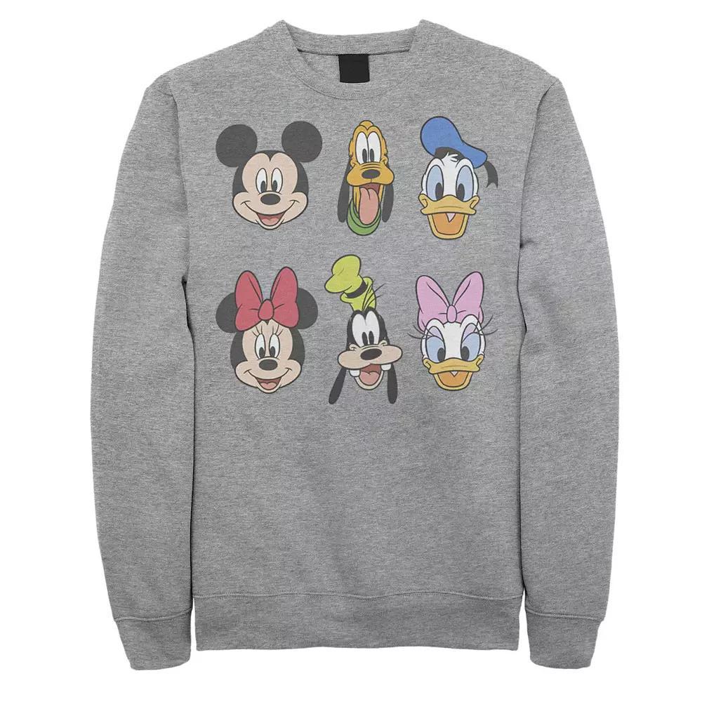 Disney's Mickey & Friends Men's Group Shot Heads Sweatshirt, Size: Small, Athletic Grey Product Image