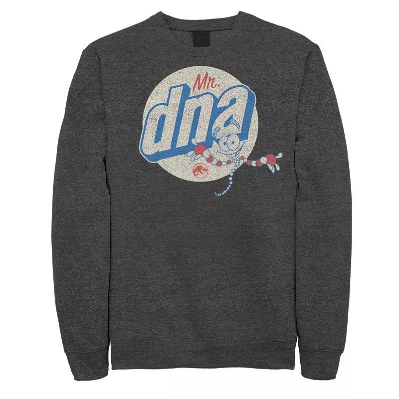 Men's Jurassic World Vintage Mr. DNA Logo Sweatshirt, Size: Small, Grey Heather Product Image