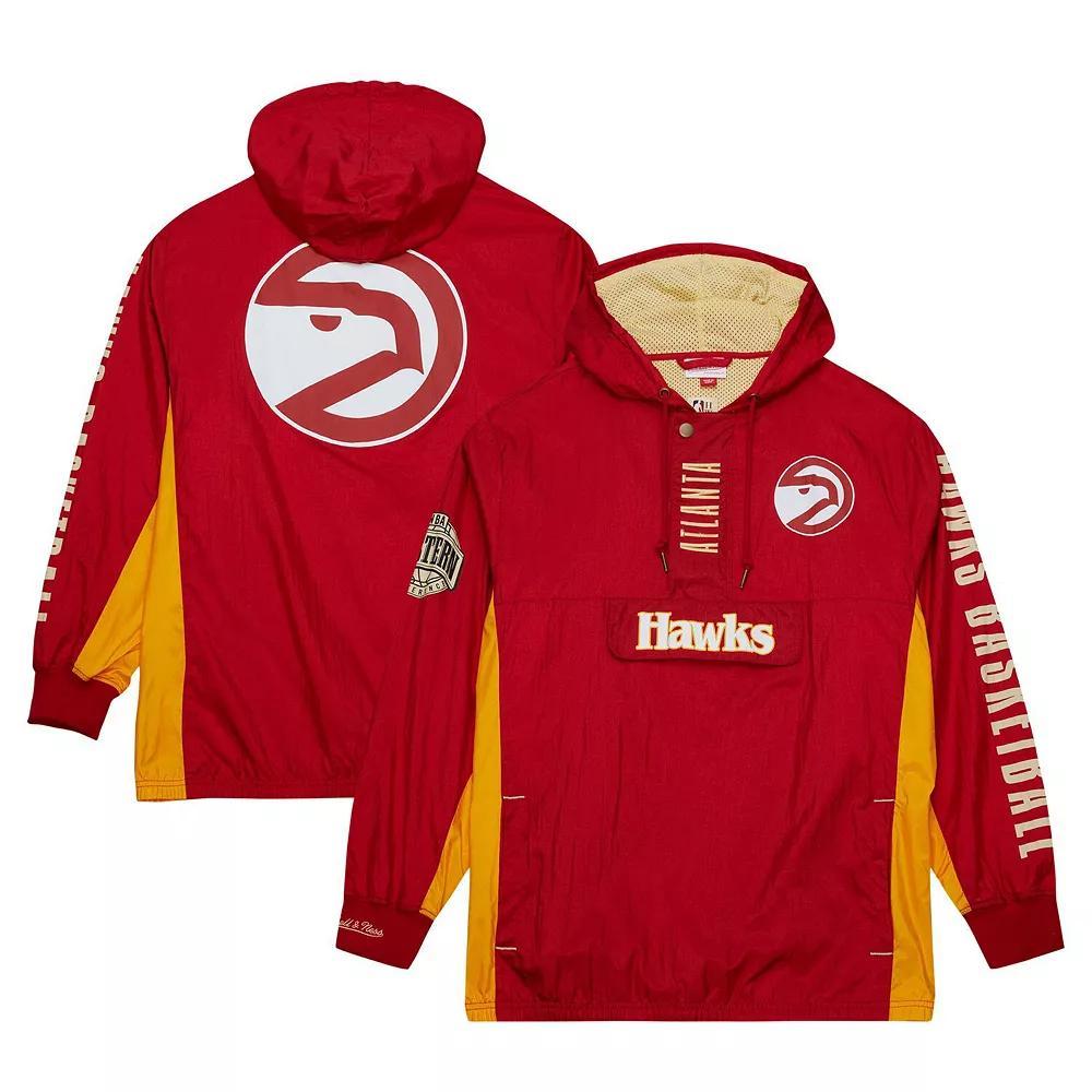 Men's Mitchell & Ness Red Atlanta Hawks  Team OG 2.0 Vintage Logo Anorak Windbreaker Quarter-Zip Jacket, Size: Large Product Image